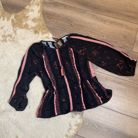 Anthropologie Seen Worn Kept Annemette Blouse Black Floral Motif - Picture 4 of 7